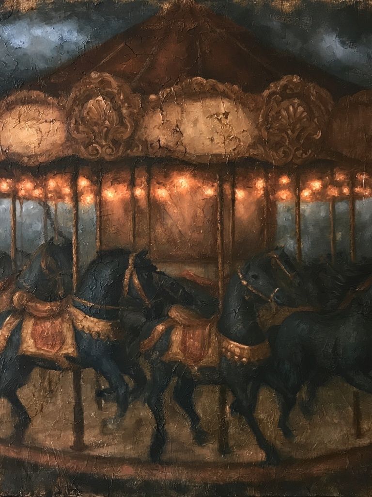 Vintage Carousel at Night Poster. poster detail