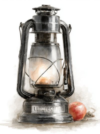 Vintage Lantern Still Life Print. poster