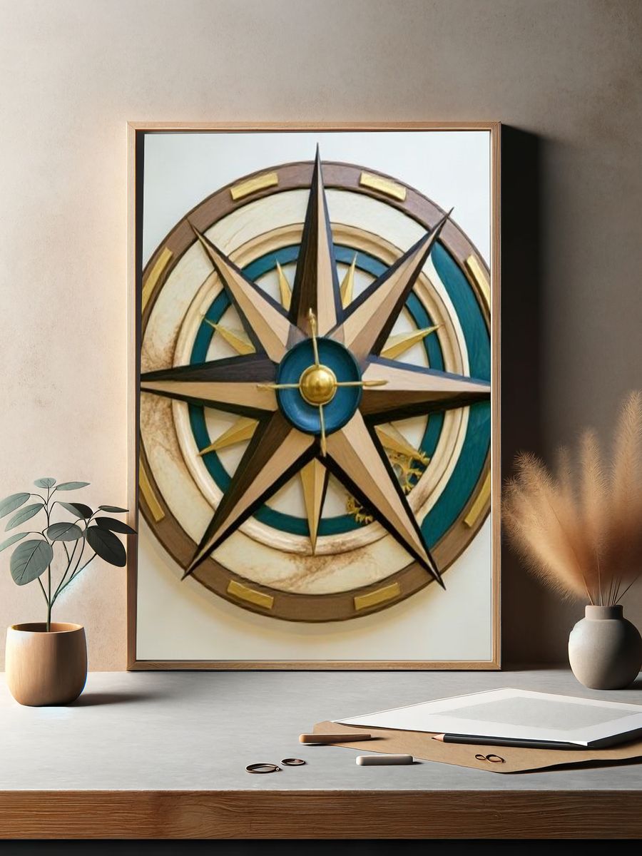 Nautical Compass Rose Vintage Poster. — room view 2