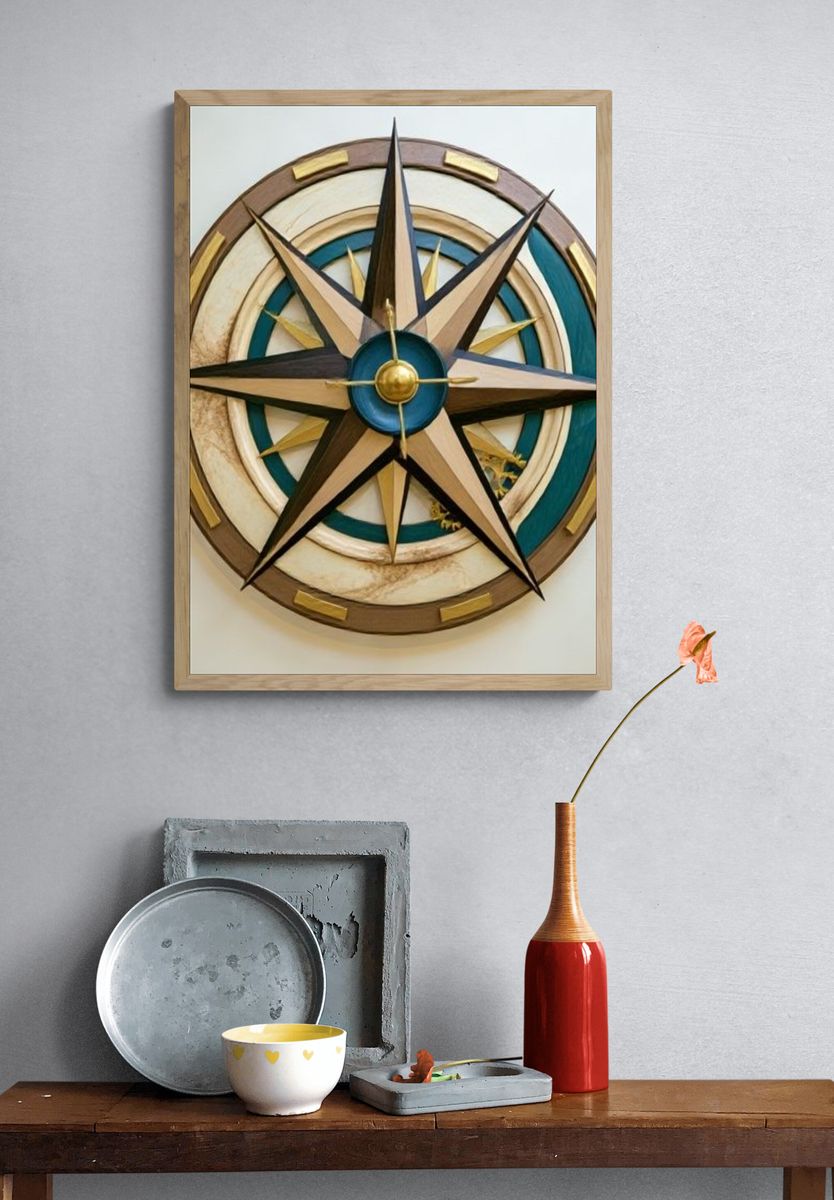 Nautical Compass Rose Vintage Poster. — room view 3