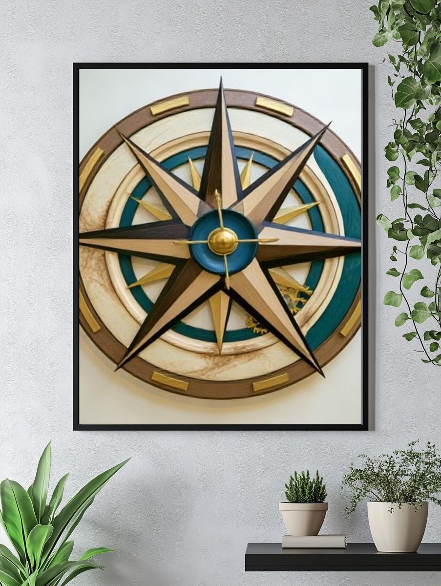 Nautical Compass Rose Vintage Poster. — room view 4