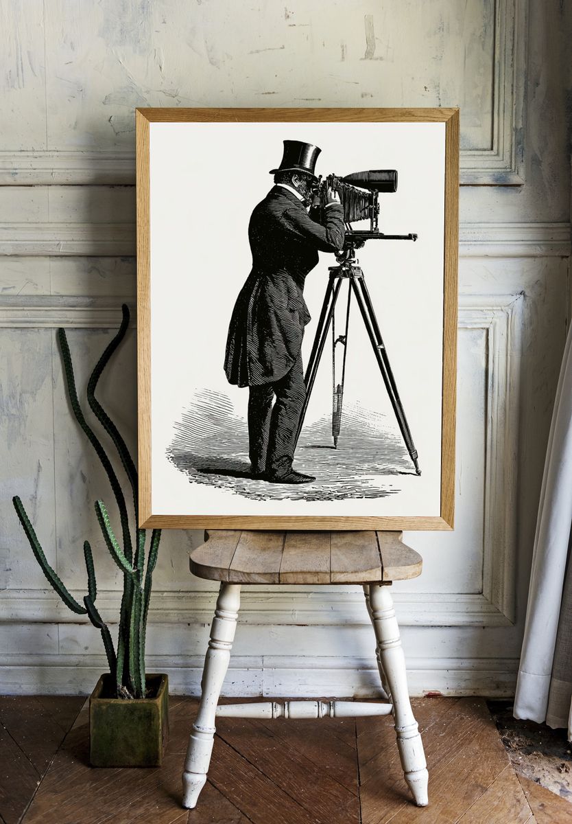 Vintage Photographer Illustration Poster. room preview