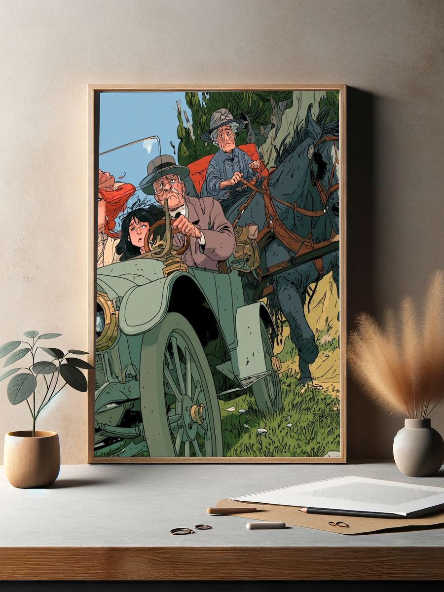 Vintage Horse Carriage Chase Poster. — room view 2