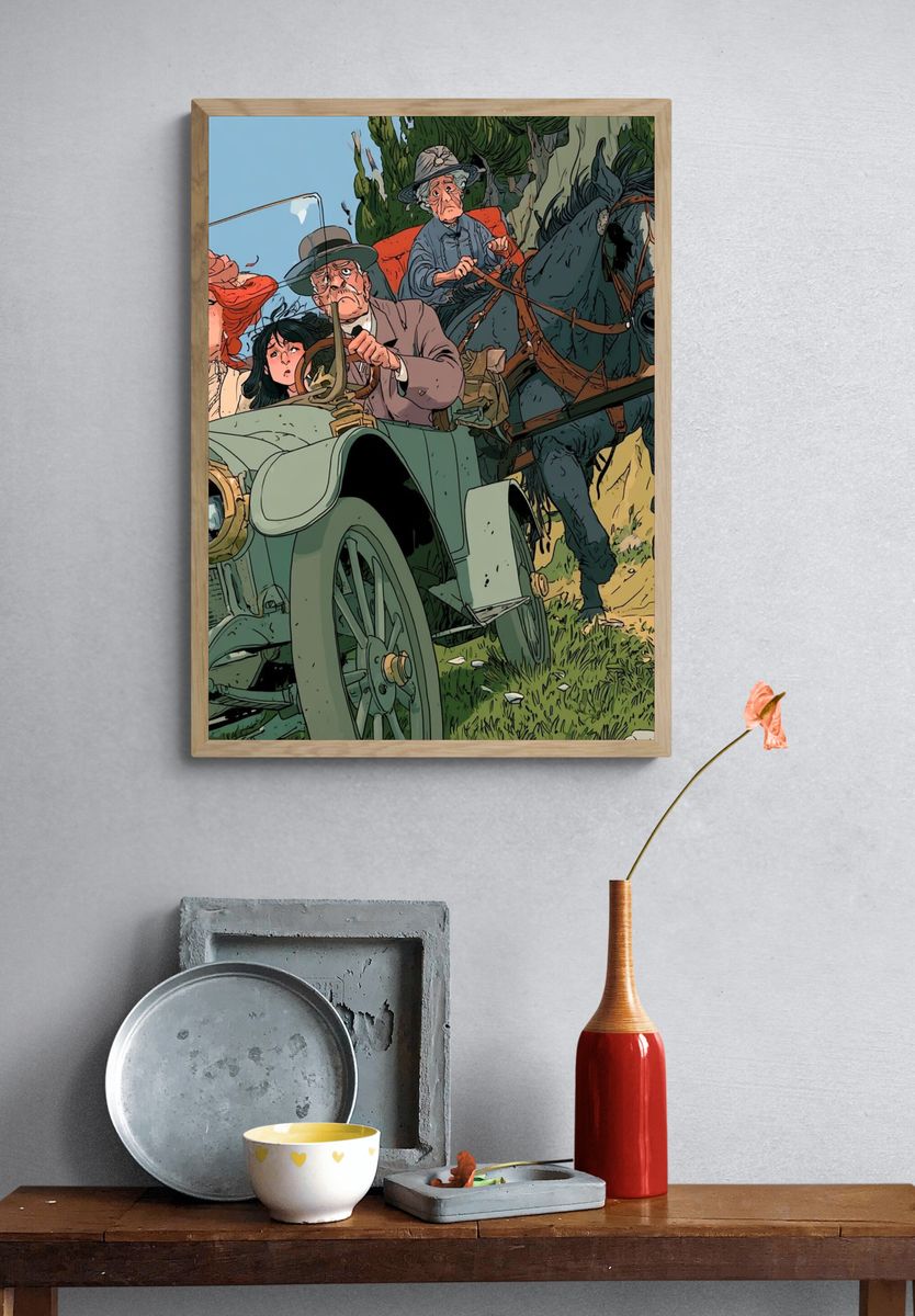 Vintage Horse Carriage Chase Poster. — room view 3