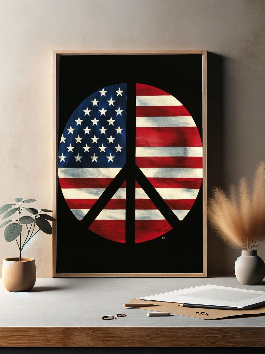 American Flag Peace Sign Poster. — room view 2