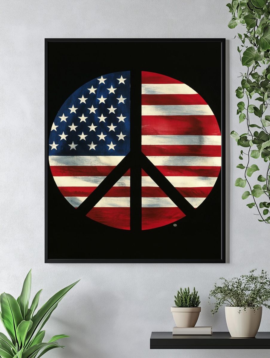 American Flag Peace Sign Poster. — room view 4