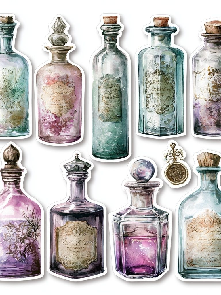 Vintage Apothecary Bottles Print. poster — vintage art