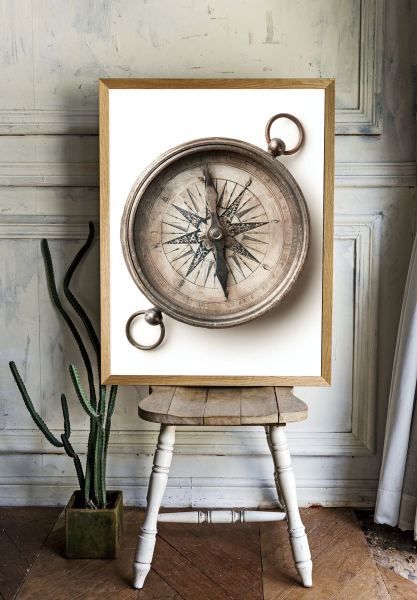 Vintage Compass Print. — room view 1