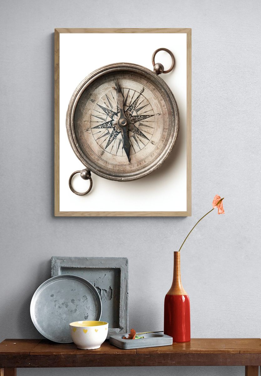 Vintage Compass Print. — room view 3