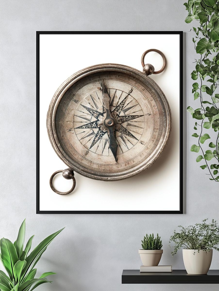 Vintage Compass Print. — room view 4