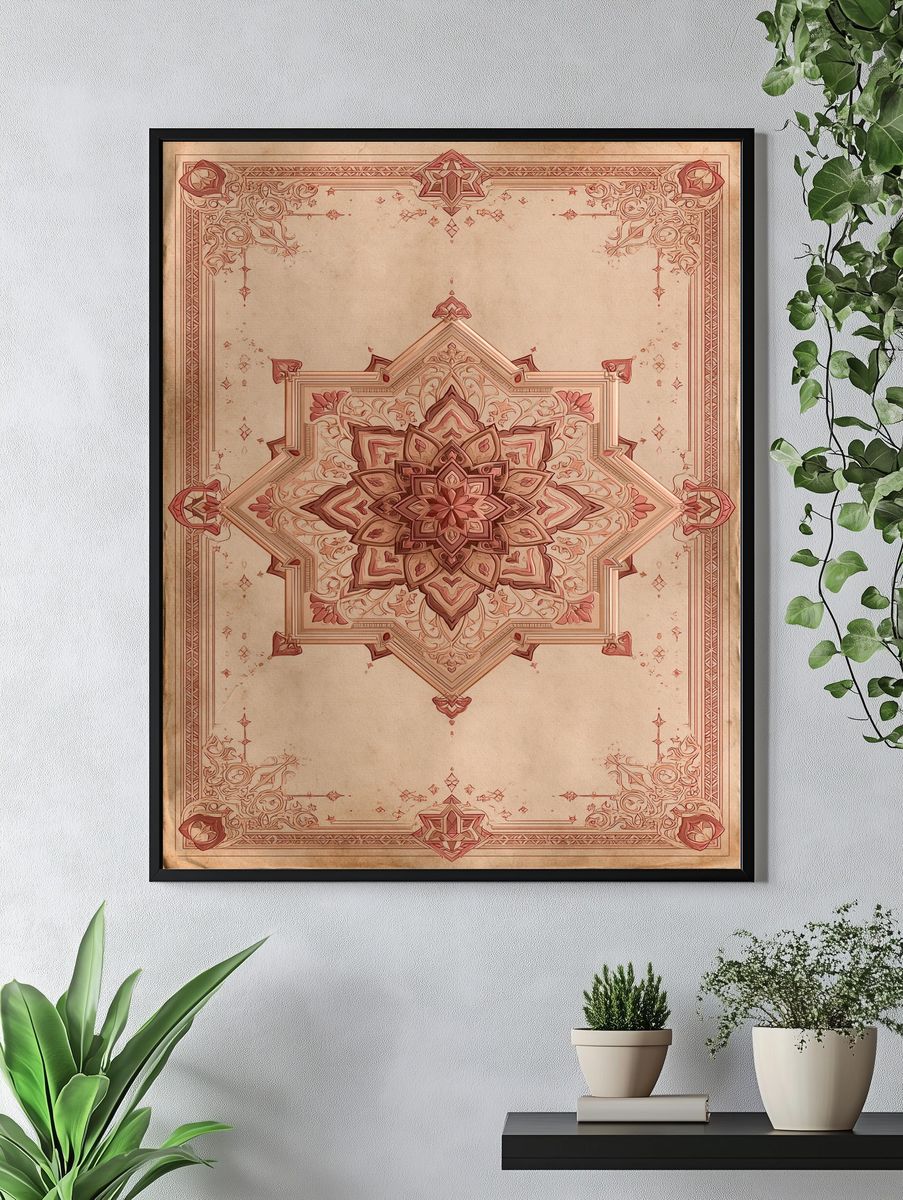 Ornate Mandala Vintage Print. — room view 4