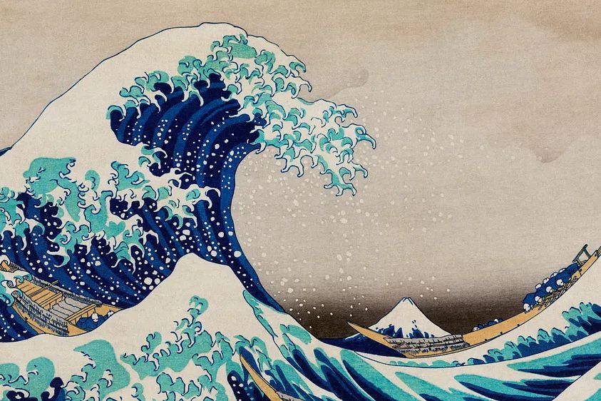 Hokusai vintage wallpaper, Japanese desktop. poster — vintage art