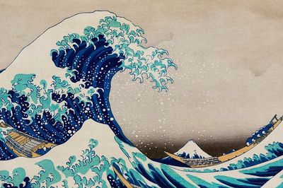 Hokusai vintage wallpaper, Japanese desktop. poster