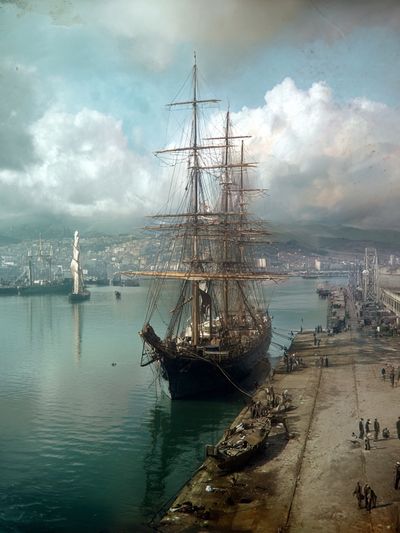 Harbor Tall Ship Vintage Print. poster print