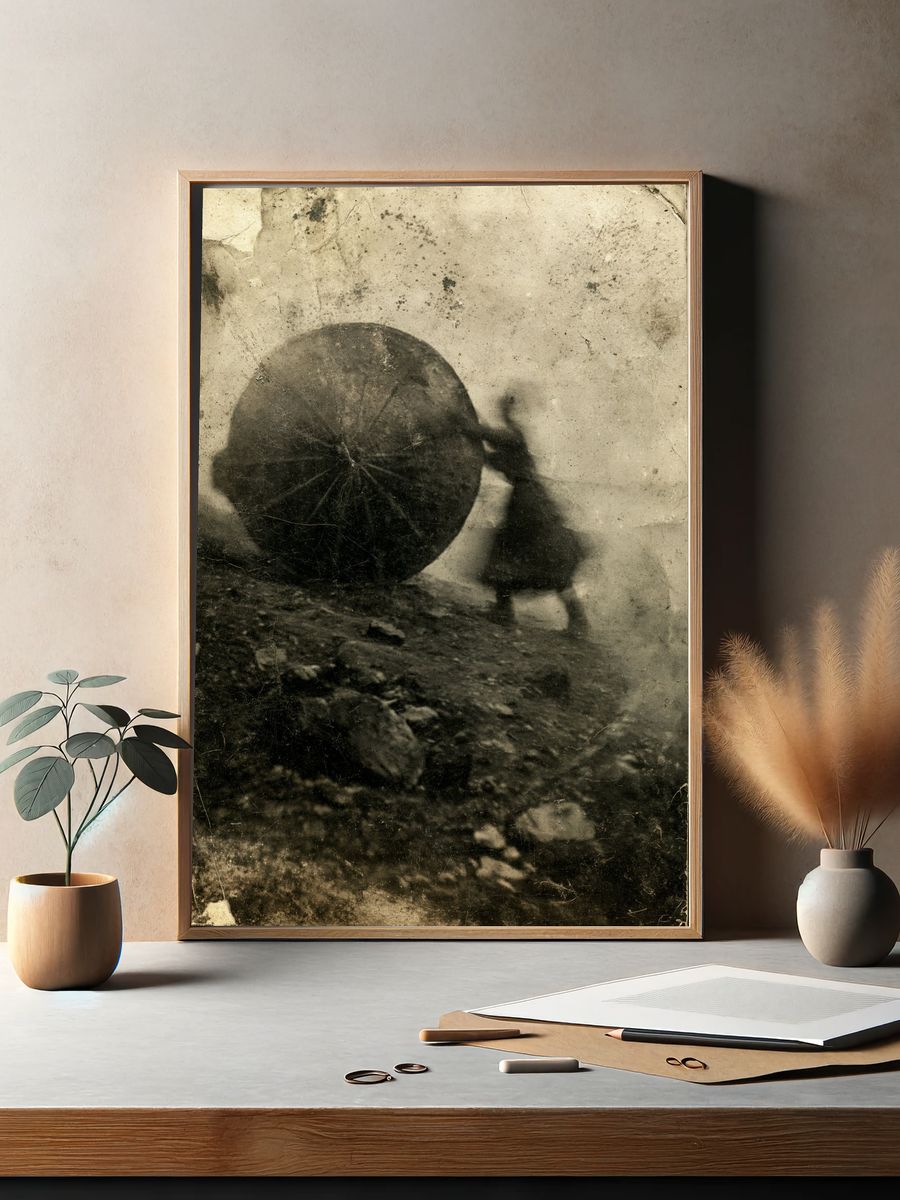 Umbrella Figure Vintage Print. — room view 2