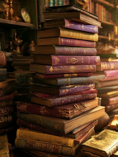 Antique Book Stack Vintage Poster. poster print