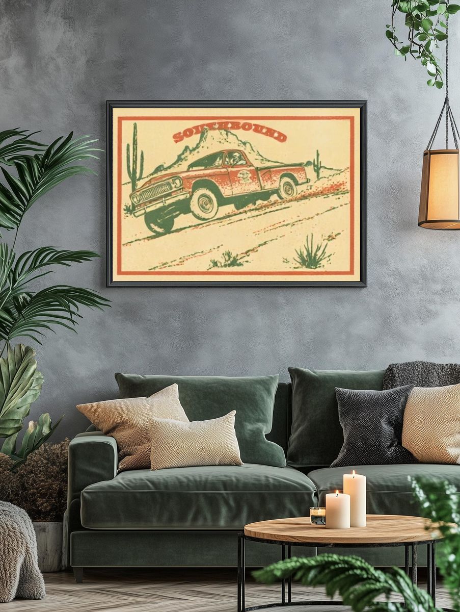 Southbound Desert Truck Vintage Poster. — room view 4