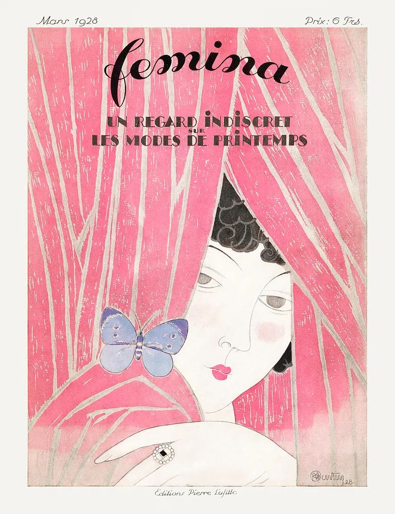 Fashion Magazine as Temptress, Femina. poster — vintage art