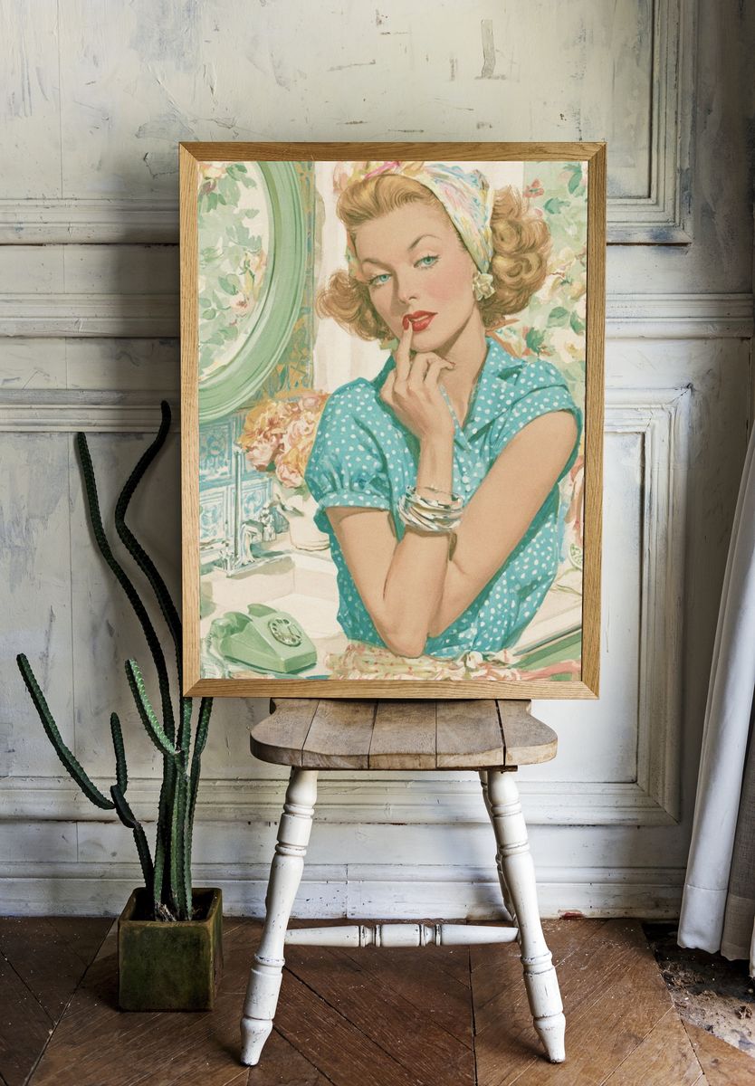 Vintage Pin-Up Portrait Poster. — room view 1