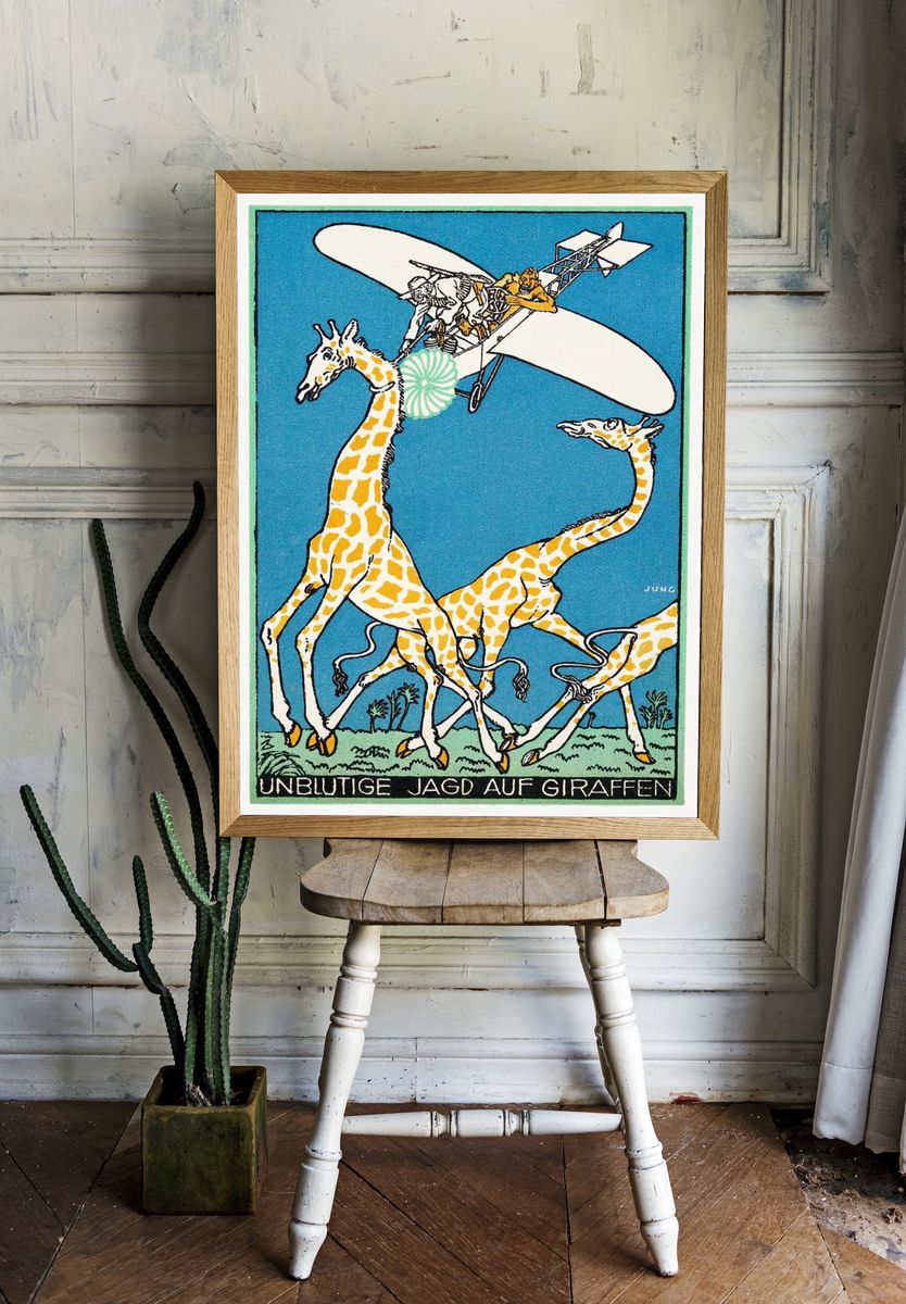 Bloodless Giraffe Hunt (Unblutige Jagd auf Giraffen) (1911) print. — room view 1