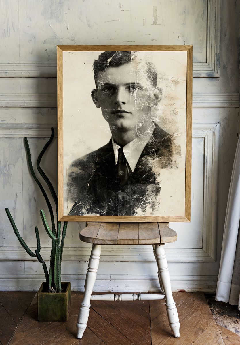 Vintage Male Portrait Print. room preview