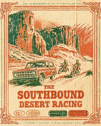 Southbound Desert Racing Vintage Poster. poster