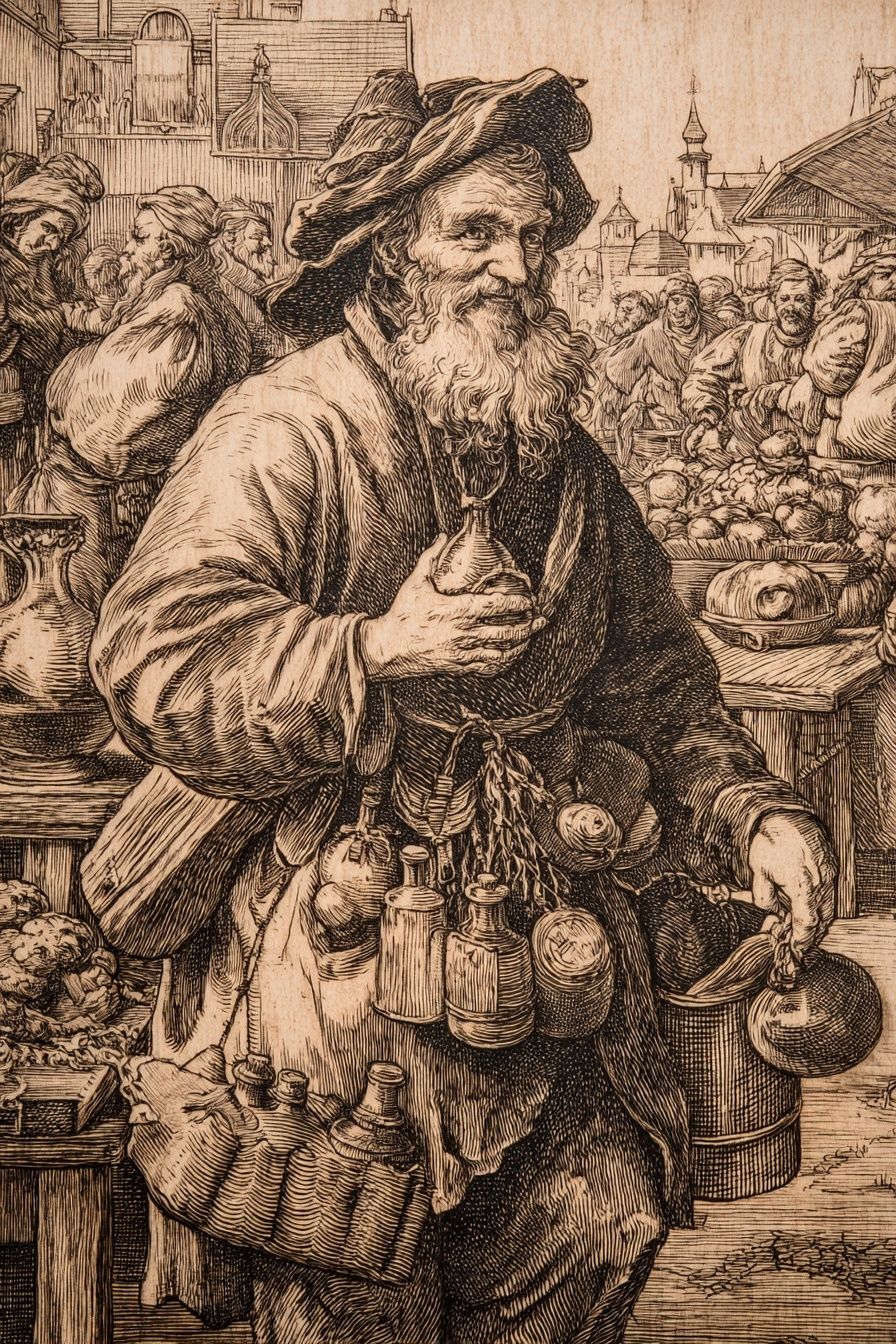 Old Market Vendor Vintage Print. poster — vintage art