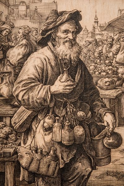 Old Market Vendor Vintage Print. poster