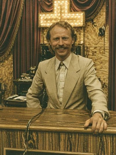 Vintage Portrait in Theater Lobby Poster. poster