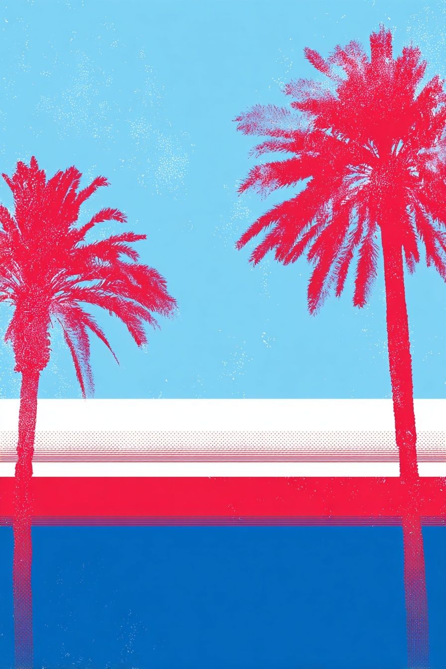 Neon Palm Sunset Poster. poster — vintage art