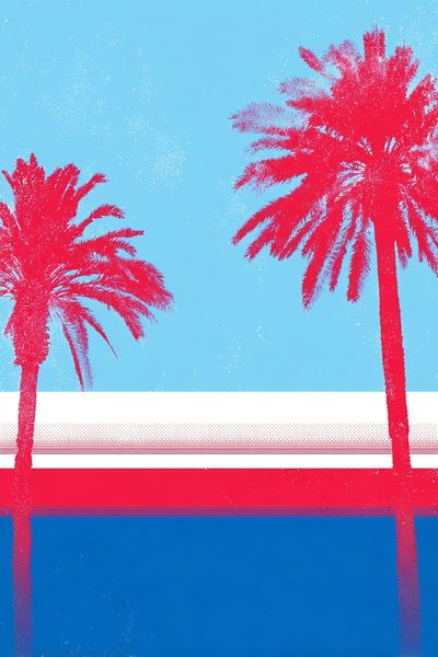 Neon Palm Sunset Poster.