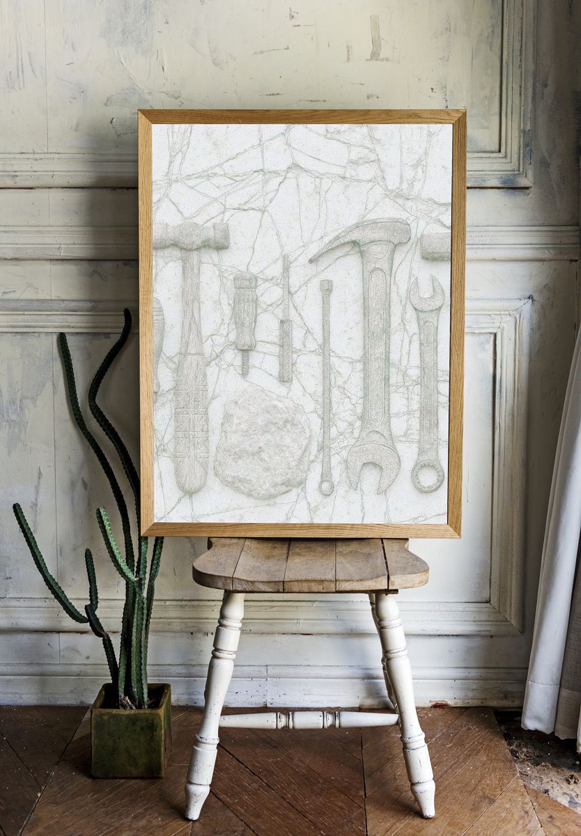 Vintage Tools Still Life Print. — room view 1