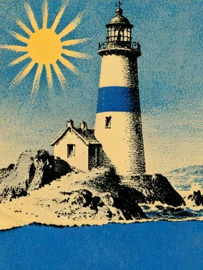 Lighthouse Coastal Vintage Poster. poster