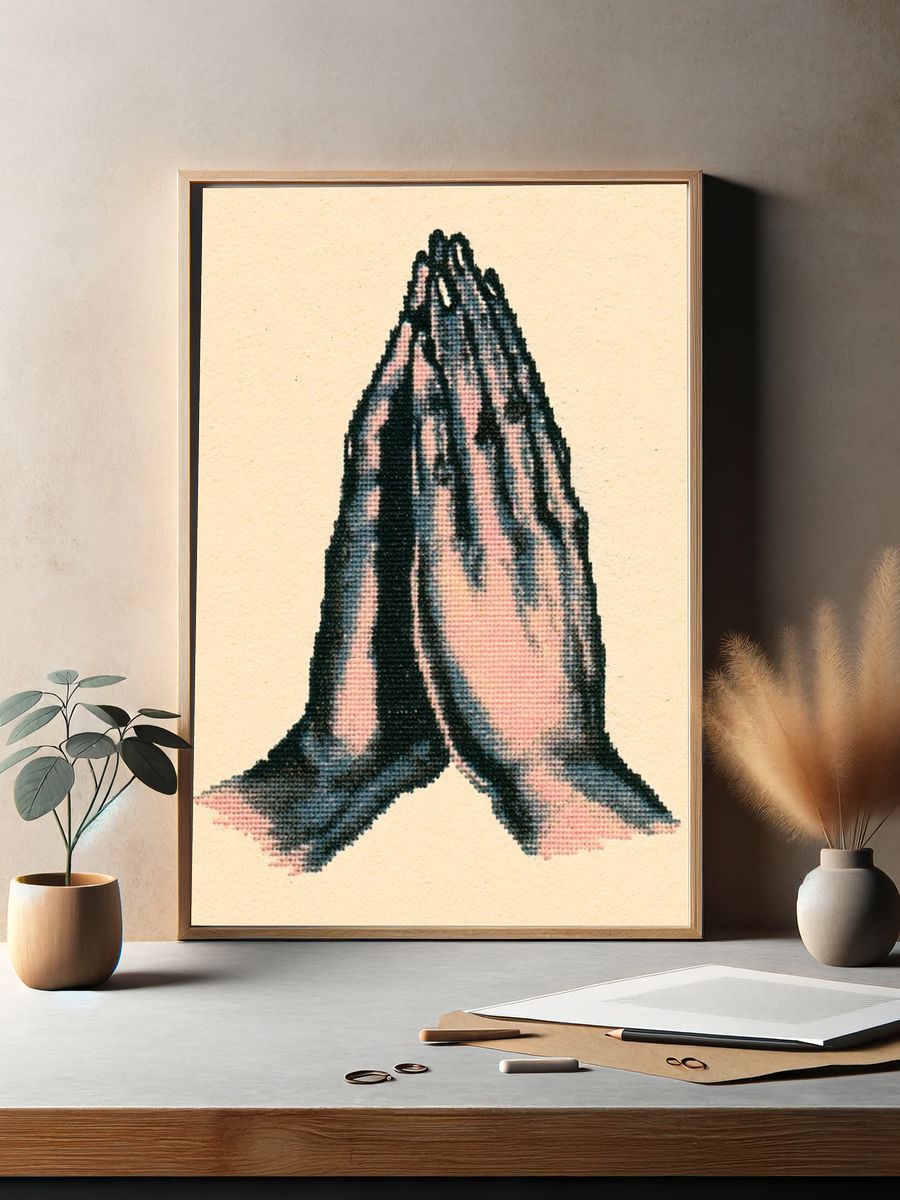 Praying Hands Vintage Print. — room view 2