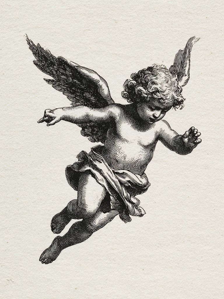Cherub Engraving Vintage Print. poster — vintage art