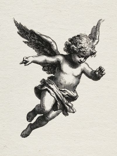 Cherub Engraving Vintage Print. poster