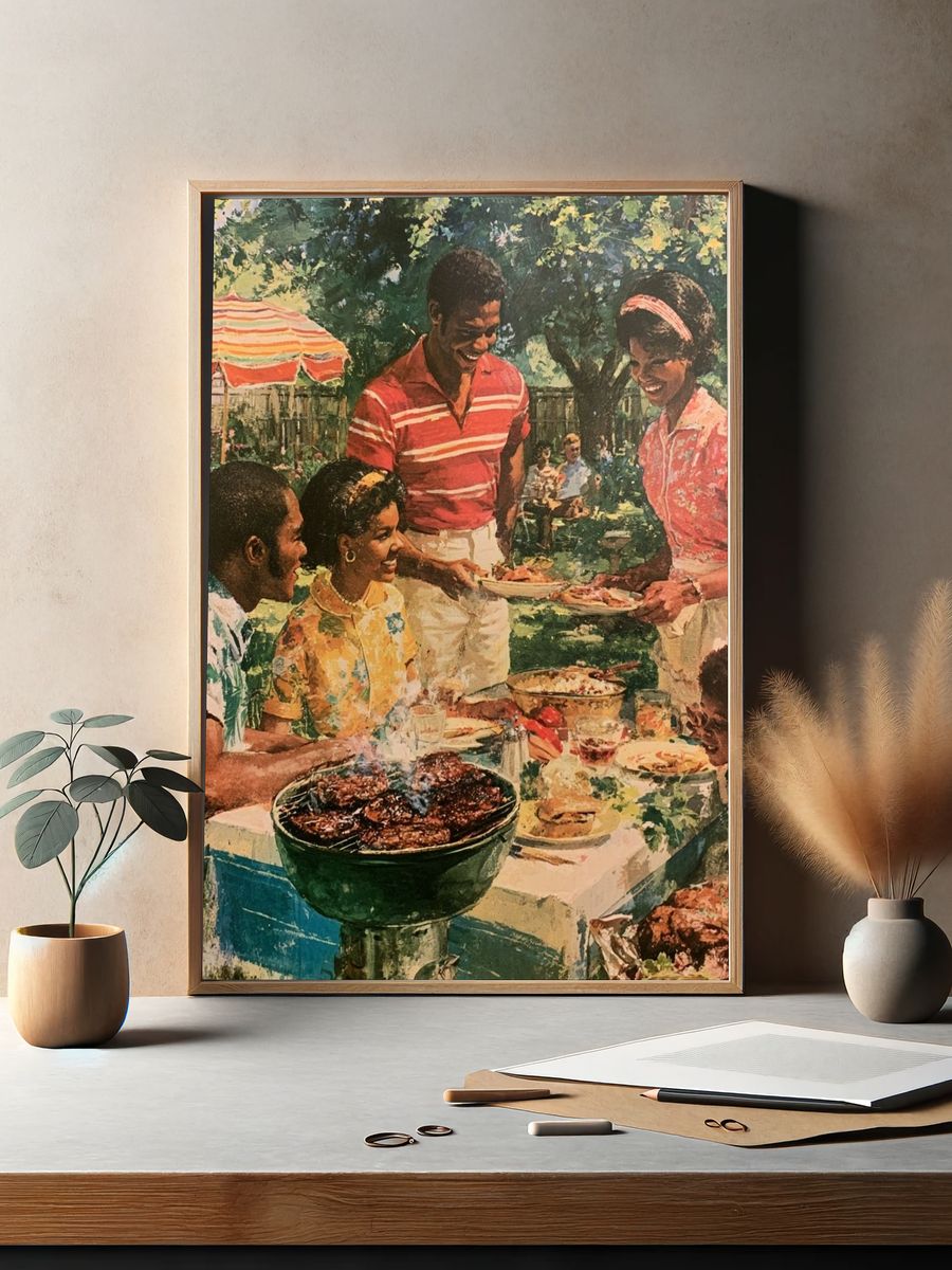 Backyard Family Picnic Vintage Poster. — room view 2
