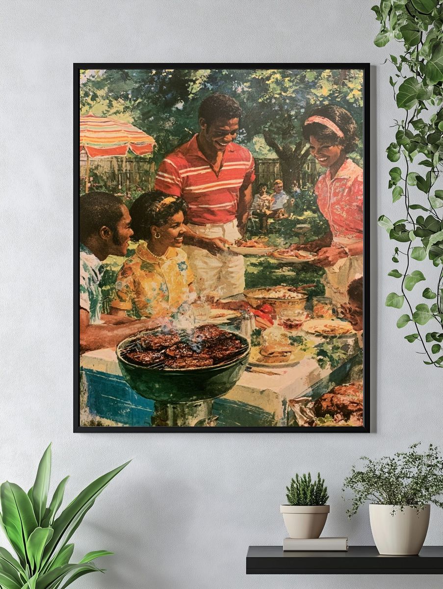 Backyard Family Picnic Vintage Poster. — room view 4