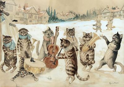 Carol Singing, watercolor art Louis. poster