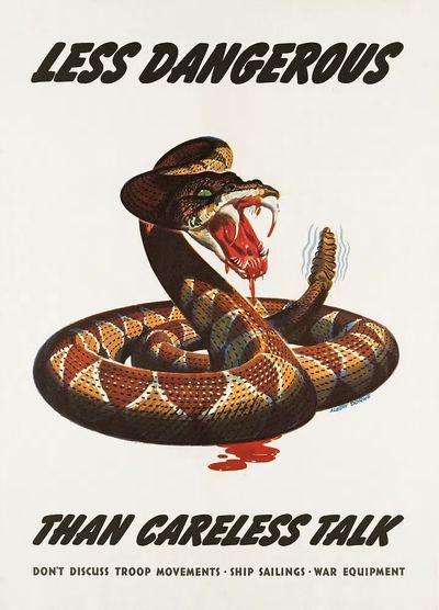 Less dangerous careless talk. Don't. poster