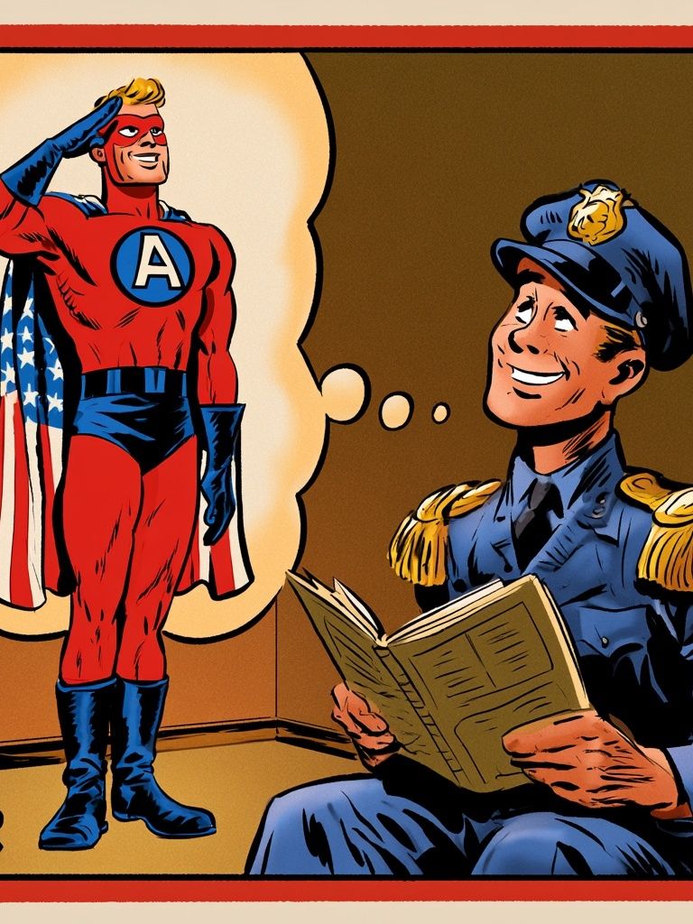 Superhero Daydream Vintage Print. poster detail
