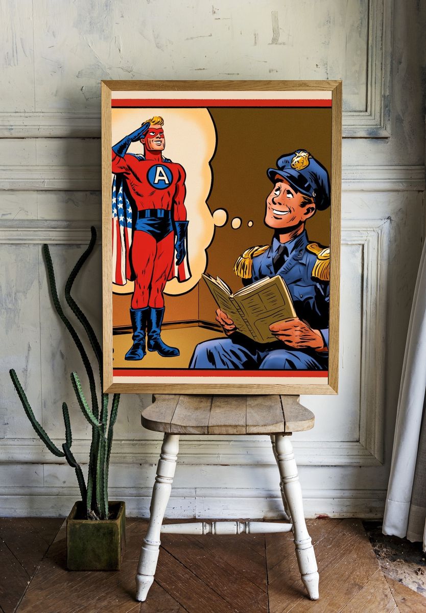 Superhero Daydream Vintage Print. — room view 1