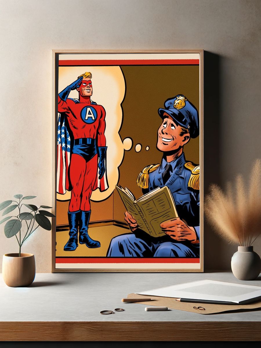 Superhero Daydream Vintage Print. — room view 2