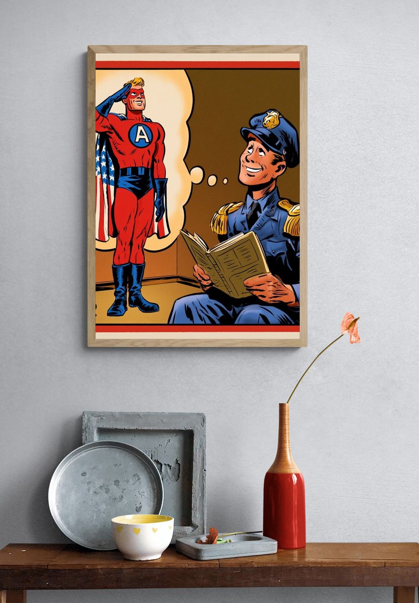 Superhero Daydream Vintage Print. — room view 3