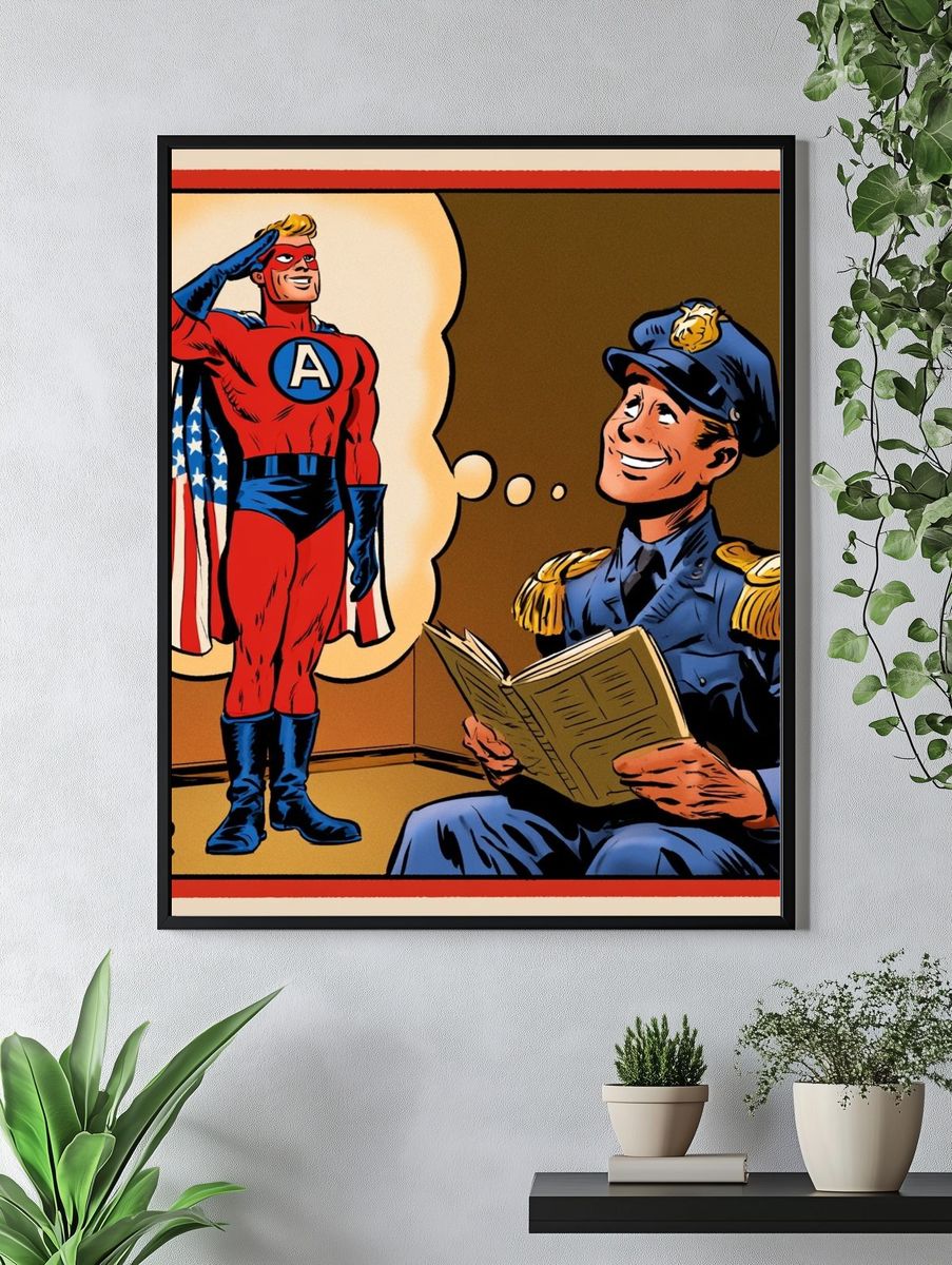 Superhero Daydream Vintage Print. — room view 4