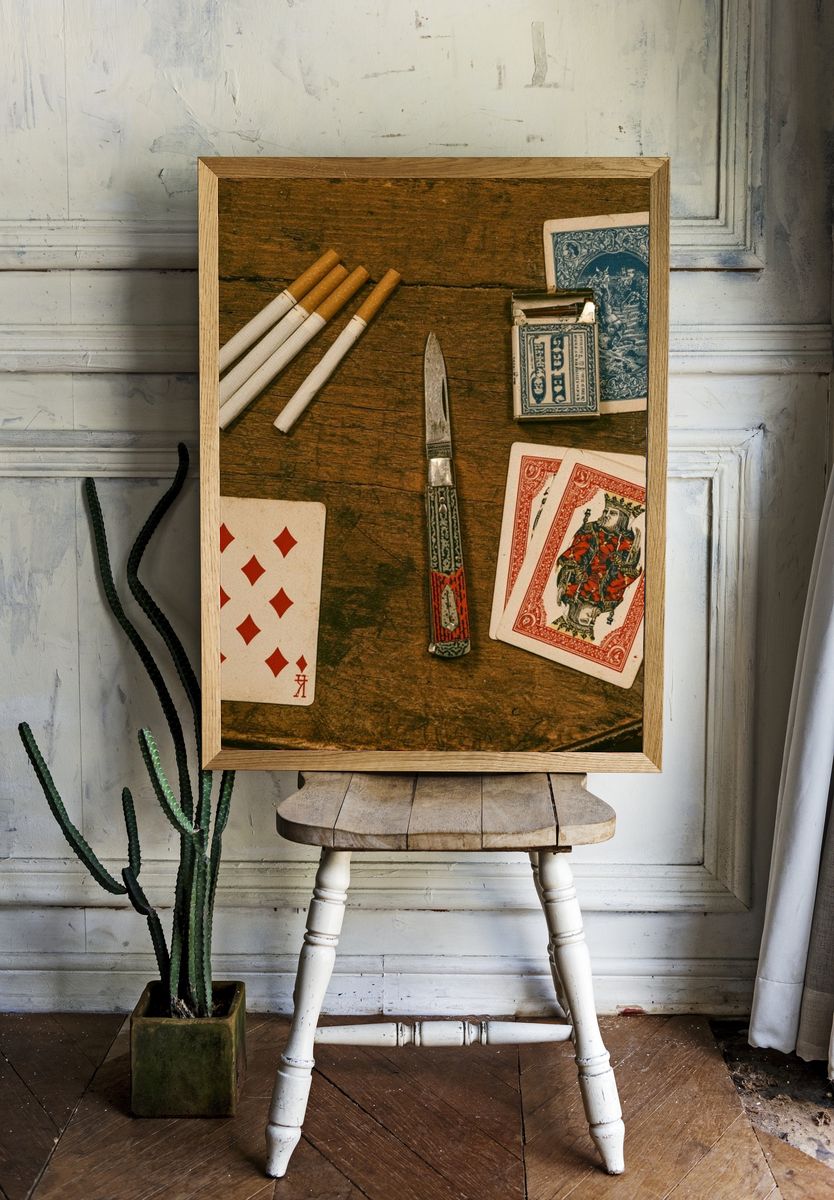 Vintage Card Table Still Life Poster. room preview