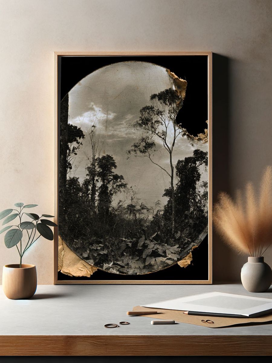 Forest Silhouette Vintage Print. — room view 2