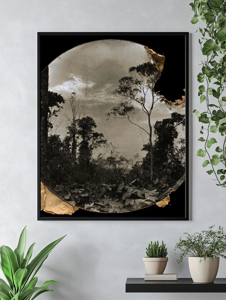 Forest Silhouette Vintage Print. — room view 4