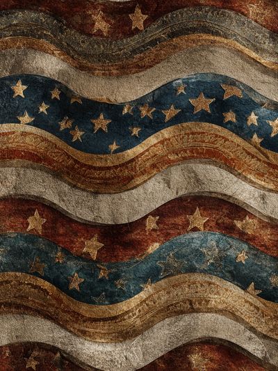 Patriotic Wavy Stars Vintage Print. poster