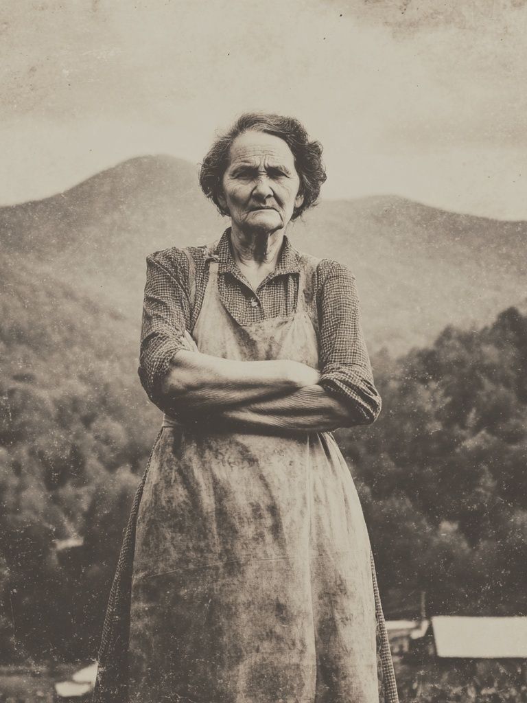 Vintage Farm Woman Portrait Print. poster detail